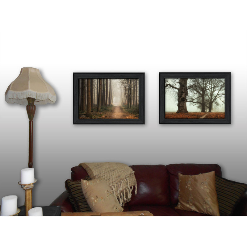 «Misty Trees Collection», vignette 2 pièces par Martin Podt, reproduction d'art encadrée, affiche prête à accrocher, cadre noir