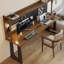 Bureau rectangulaire en bois massif noisette + fer-1195177439