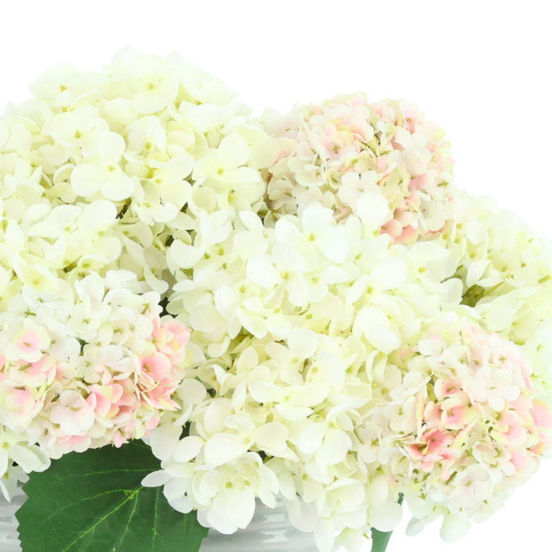 Hydrangea and Viburnum Arrangement in Ridged Vase