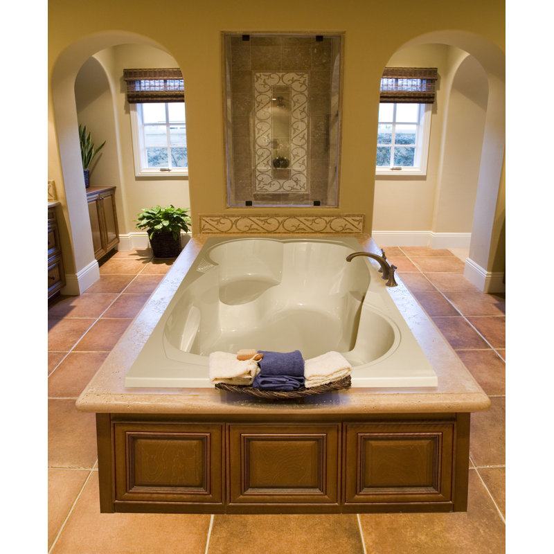 Malia 60'' L Soaking Bathtub, Biscuit, Satin Nickel