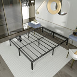 18" Steel Bed Frame Heavy-Duty Noise-Free No Boxspring Needed, Enough Storage Space Underbed