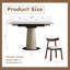 Table extensible 7 pièces avec 6 pieds en bois et base en cuir