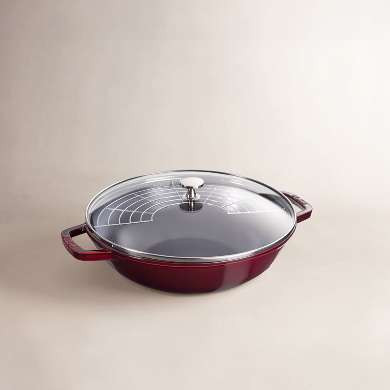Staub Cast Iron Wok with Lid, Grenadine Red