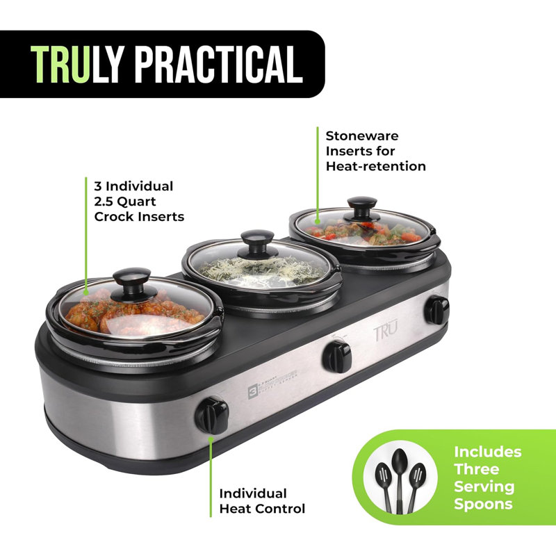 Buffet Server, Three 2-1/2-Quart Removable Inserts