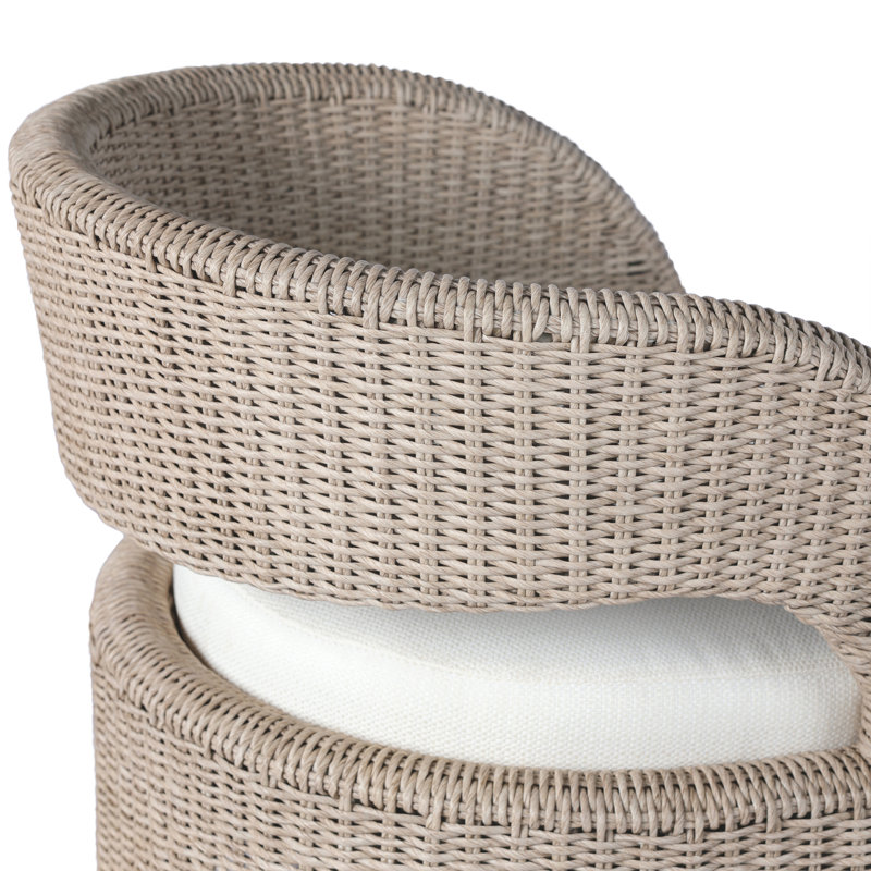 Chaise de patio pivotante avec coussins Maxille, Blanc rétro