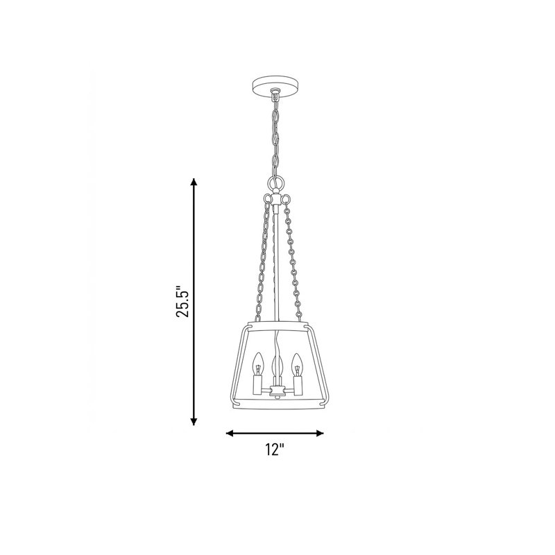 Arieus 3-Light Geometric Pendant in Gold, Gold, 25.5" H x 12" W x 12" D, 3 Lights