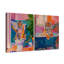Funny Bathroom Tiger Wall Art Set Of 2, Eclectic Pink Animal In Bathtub Canvas Wall Decor Maximalist Fashion Dopamine Painting Poster Print Aesthetic Artwork For Restroom Home Framed-110411751