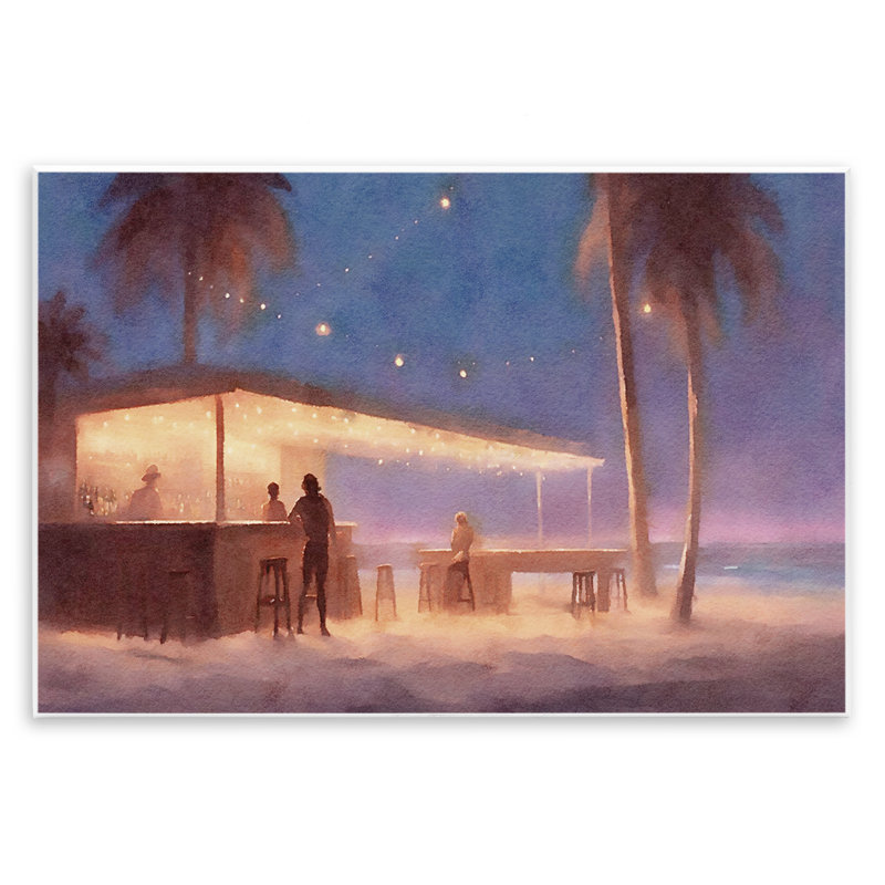 Evening Beach Bar Wall Plaque Art by Noah Bay, 10" H x 15" W