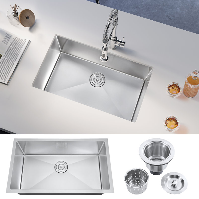 32" x 18" Undermount Stainless Steel Kitchen Sink with Accessories