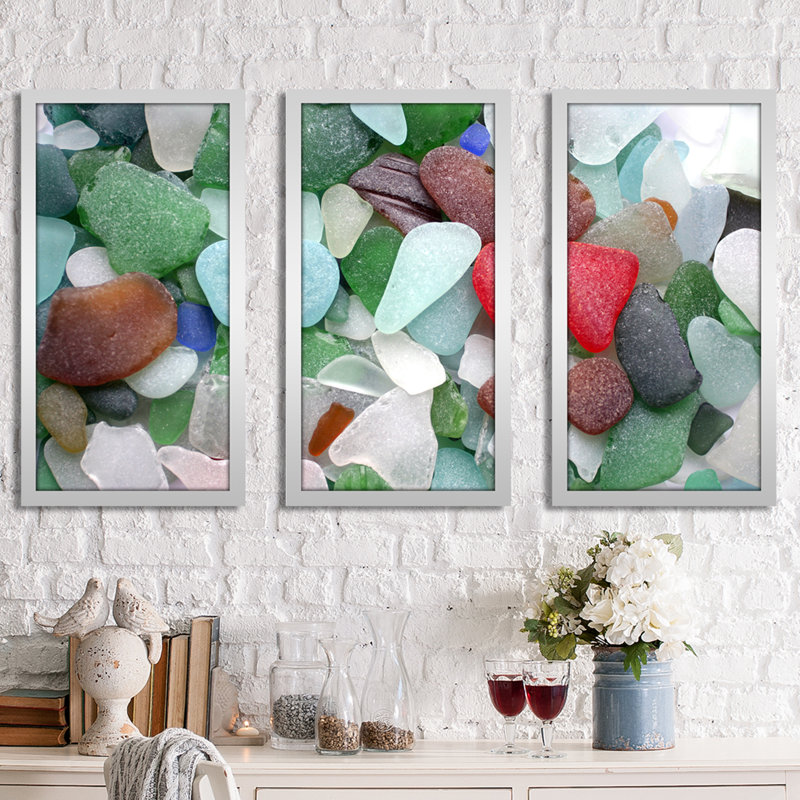 «Sea Glass», ensemble de 3 reproductions de photos sur acrylique, H 25,5 po x l 40,5 po x P 1 po