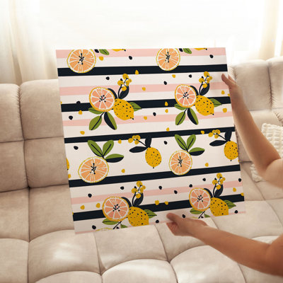 «Food and Kitchen Lemons & Stripes II», reproduction d'art moderne sans cadre