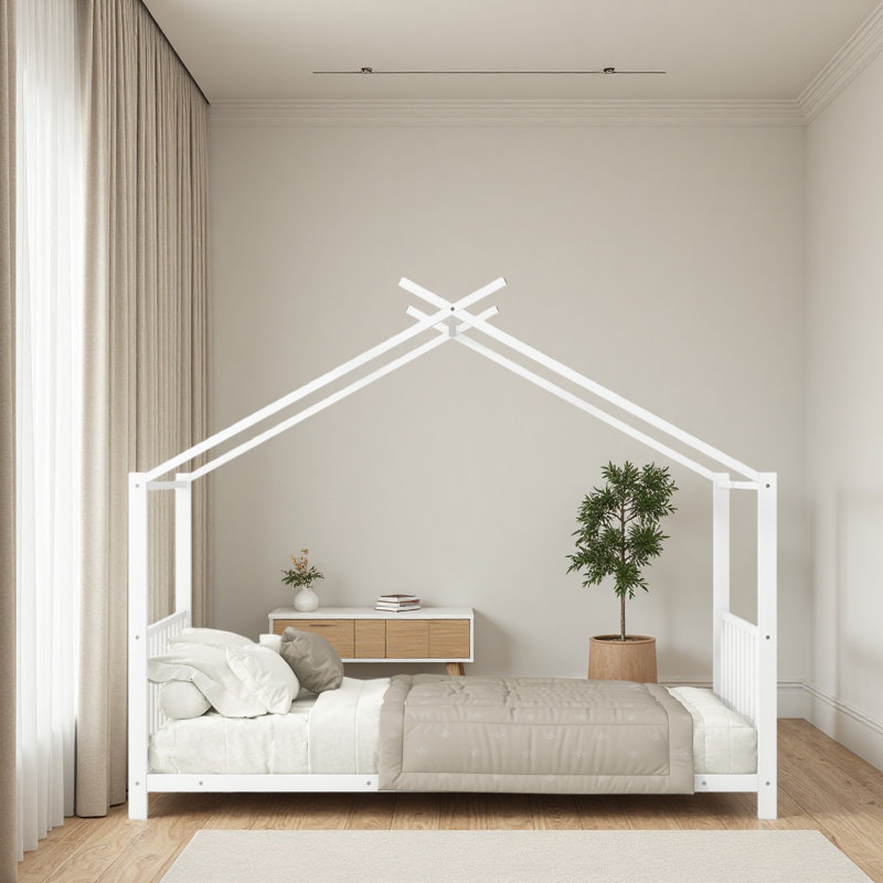 Lit plateforme simple en métal, Blanc