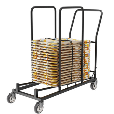 Chariot de chaise pliant robuste avec rails latéraux hauts et roulettes verrouillables - Peut contenir 25 chaises, capacité de 300 lb, idéal pour les mariages, les banquets et les événements