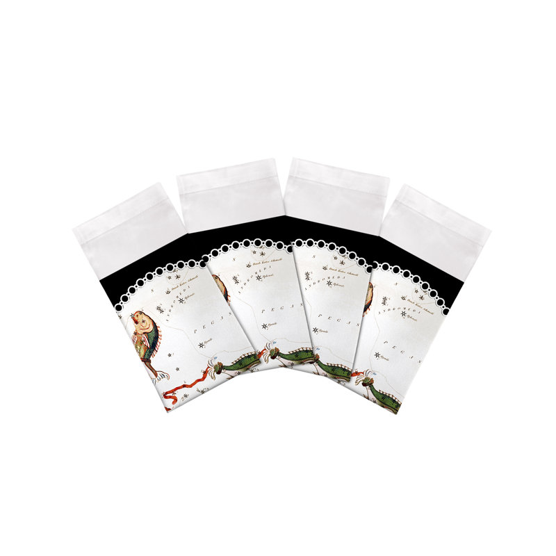 Zodiac Pisces Cotton Sateen Dinner Napkins, Black