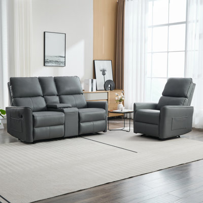 Shellenbarger 3 Seater Faux Leather Reclining Sofa