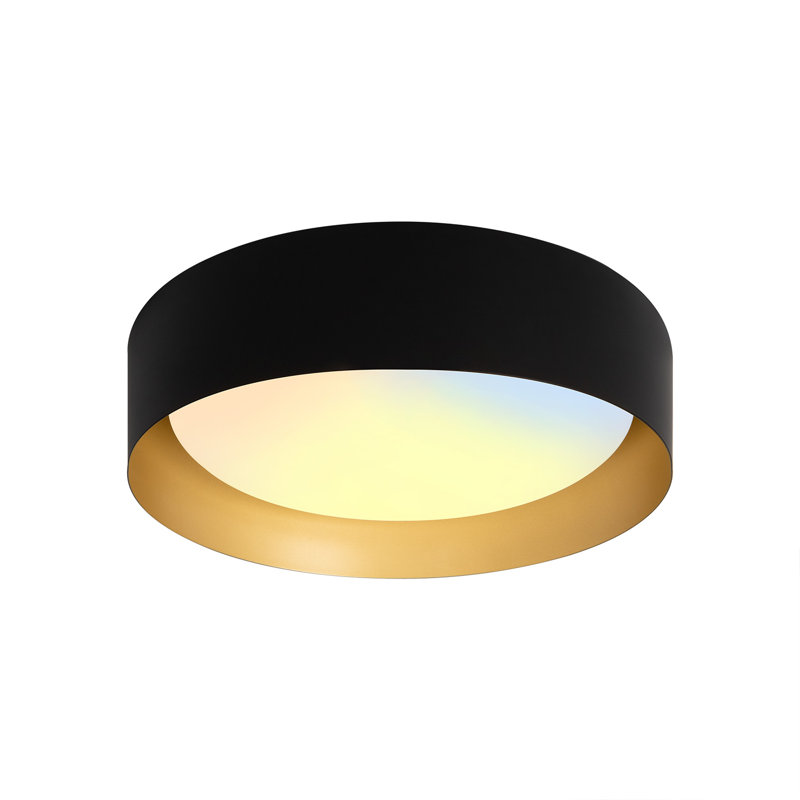13" Modern LED Flush Mount Lighting 5 CCT Adjustable, Matte Black/Gold