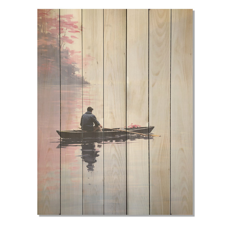 «Canoe Reflection At The Lake», impression sur bois, H 20 po x l 10 po