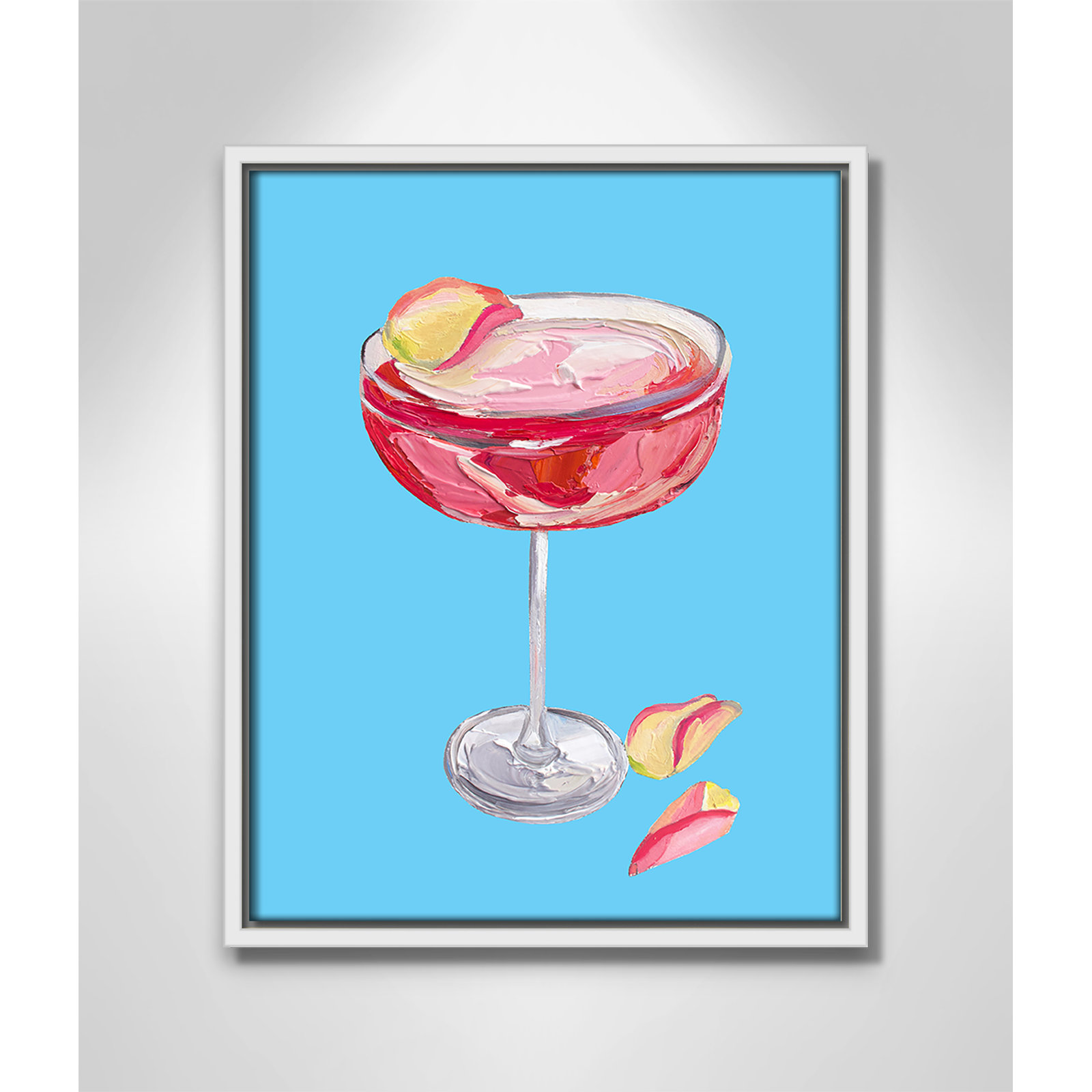 Sparkling Rose Gin Cocktail Print by Straker, White Floater, 15.5" H x 12.5" W