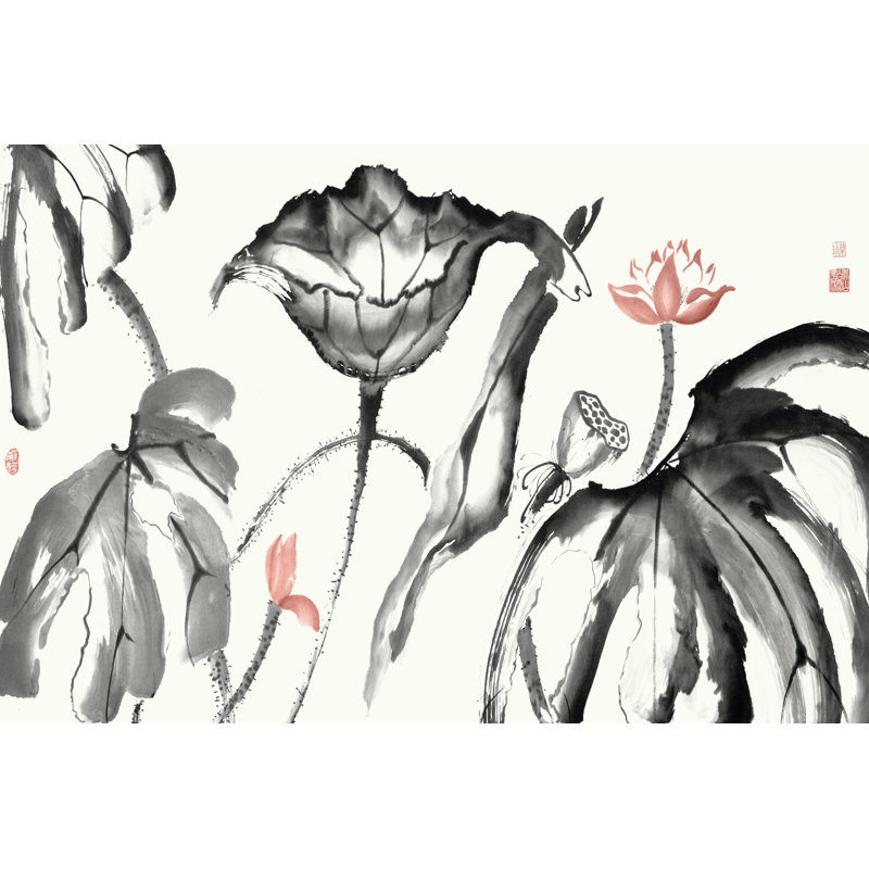 Lotus Study With Coral I by Nan Rae - Wrapped Canvas Art Prints, 30cm H x 46cm W