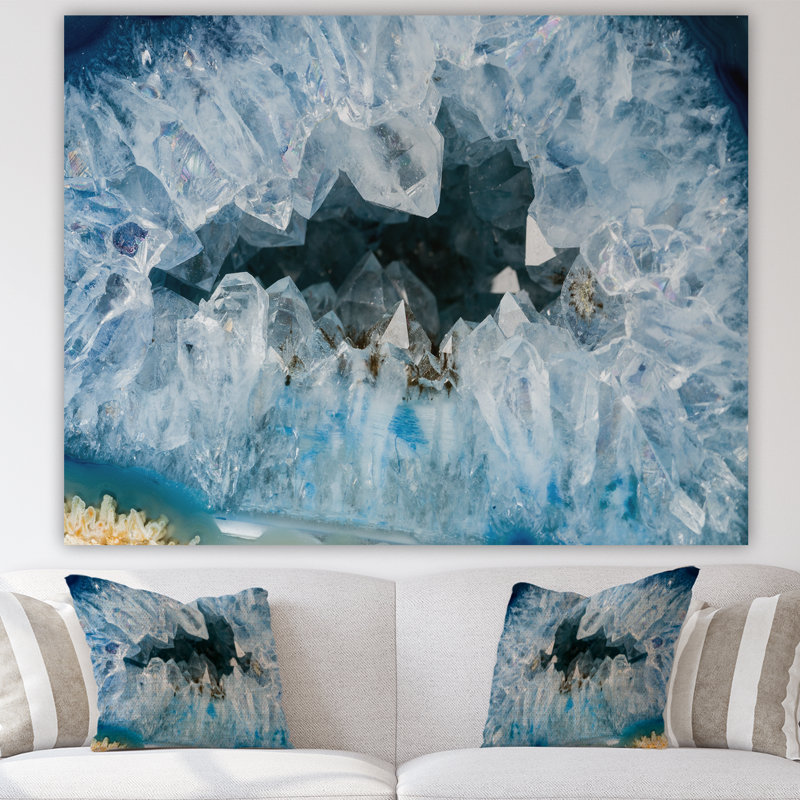 « GEODE intérieur avec cristaux bleu clair »-impression sur toile, H 30 po x l 40 po x 1,5 po