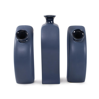 Blue 3 Piece Floral Vase