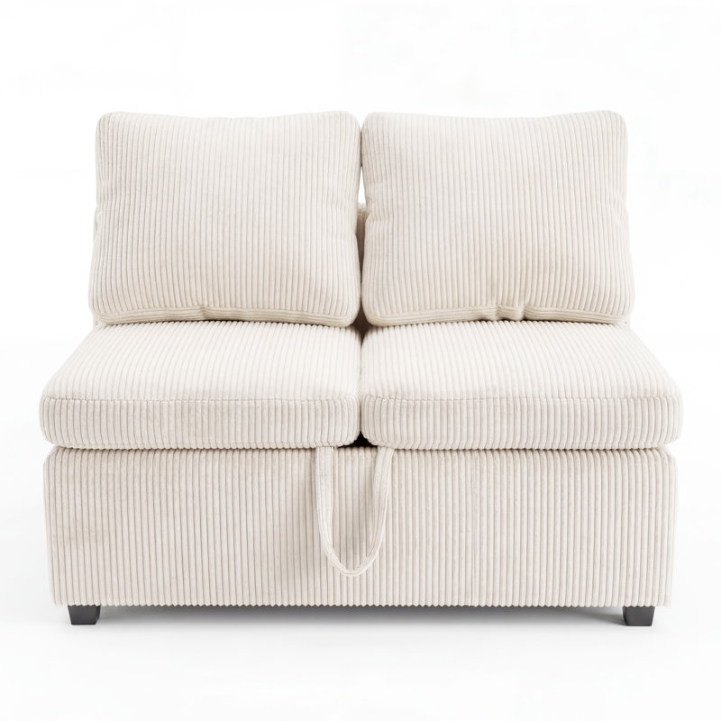 Canapé-lit modulaire sans accoudoirs pour canapé-lit, beige, Velours côtelé beige