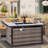 Mehalek 25" H X 47" W Propane Fire Pit Table With Rattan Side Panel, Outdoor Ceramic Tabletop Fire Pit