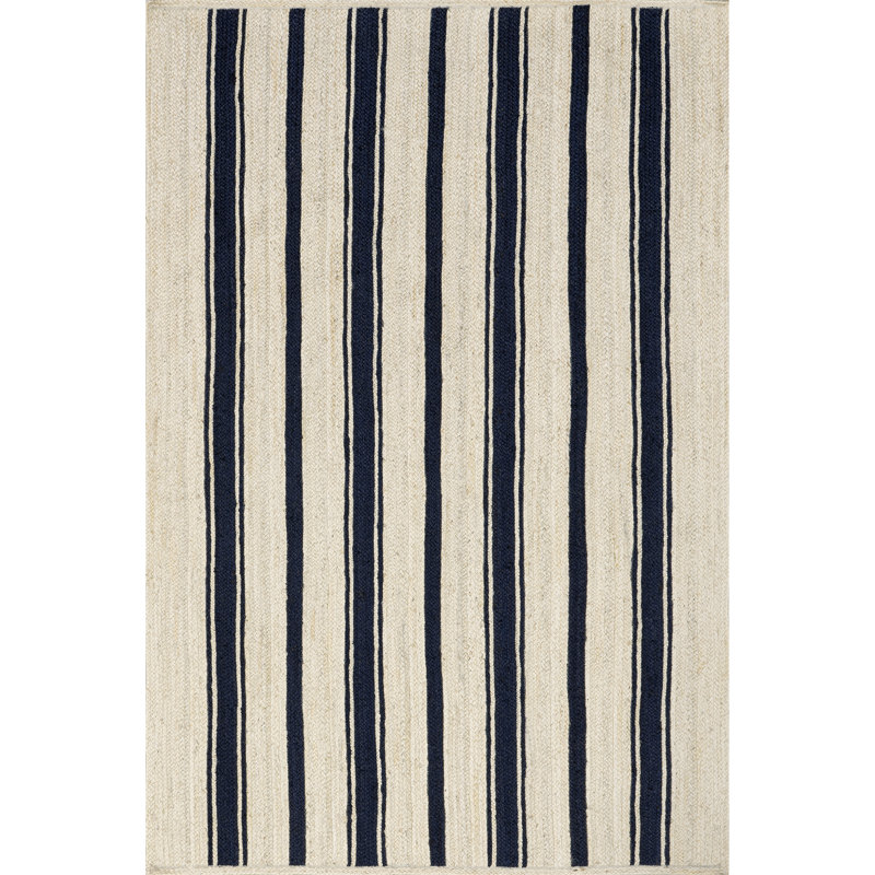 Tapis rayé en jute Allesse, Rectangle 8 pi 6 po x 11 pi 6 po