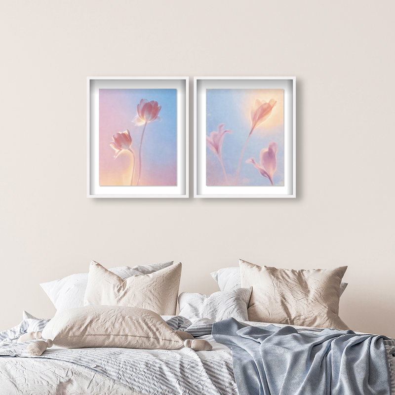 Iridescent Spring Set Framed Graphic Art, 21.5"H x 17.5"W, White Shadowbox