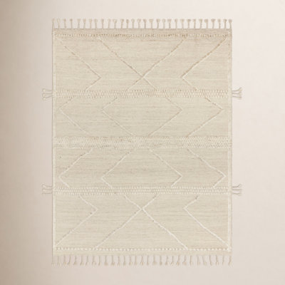 Hanna Beige Ivory Hand-Knotted Wool Rug
