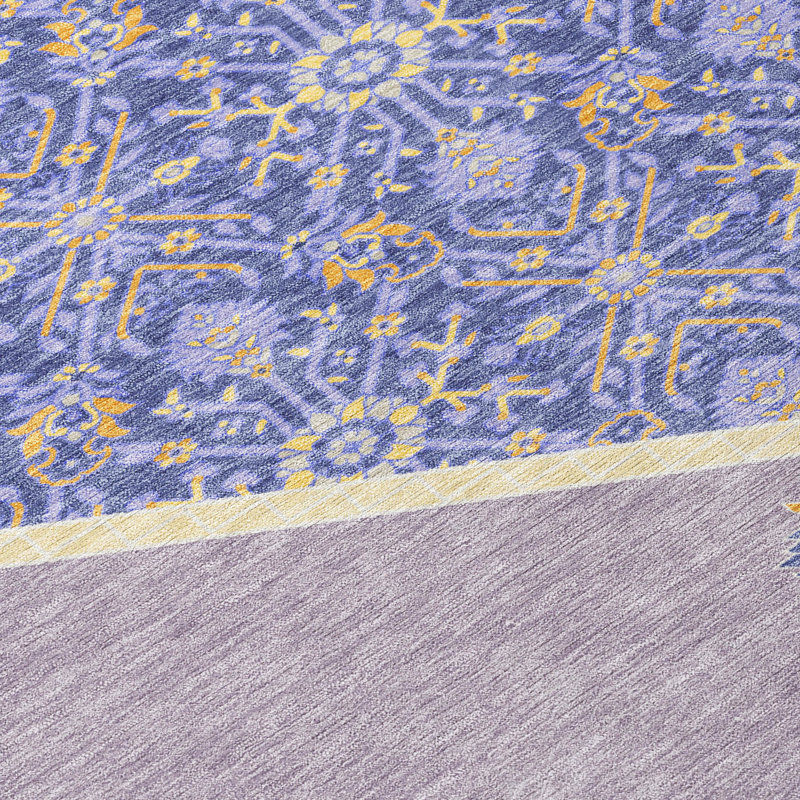 Lavender Rectangular Flat Woven Washable Synthetic Rug