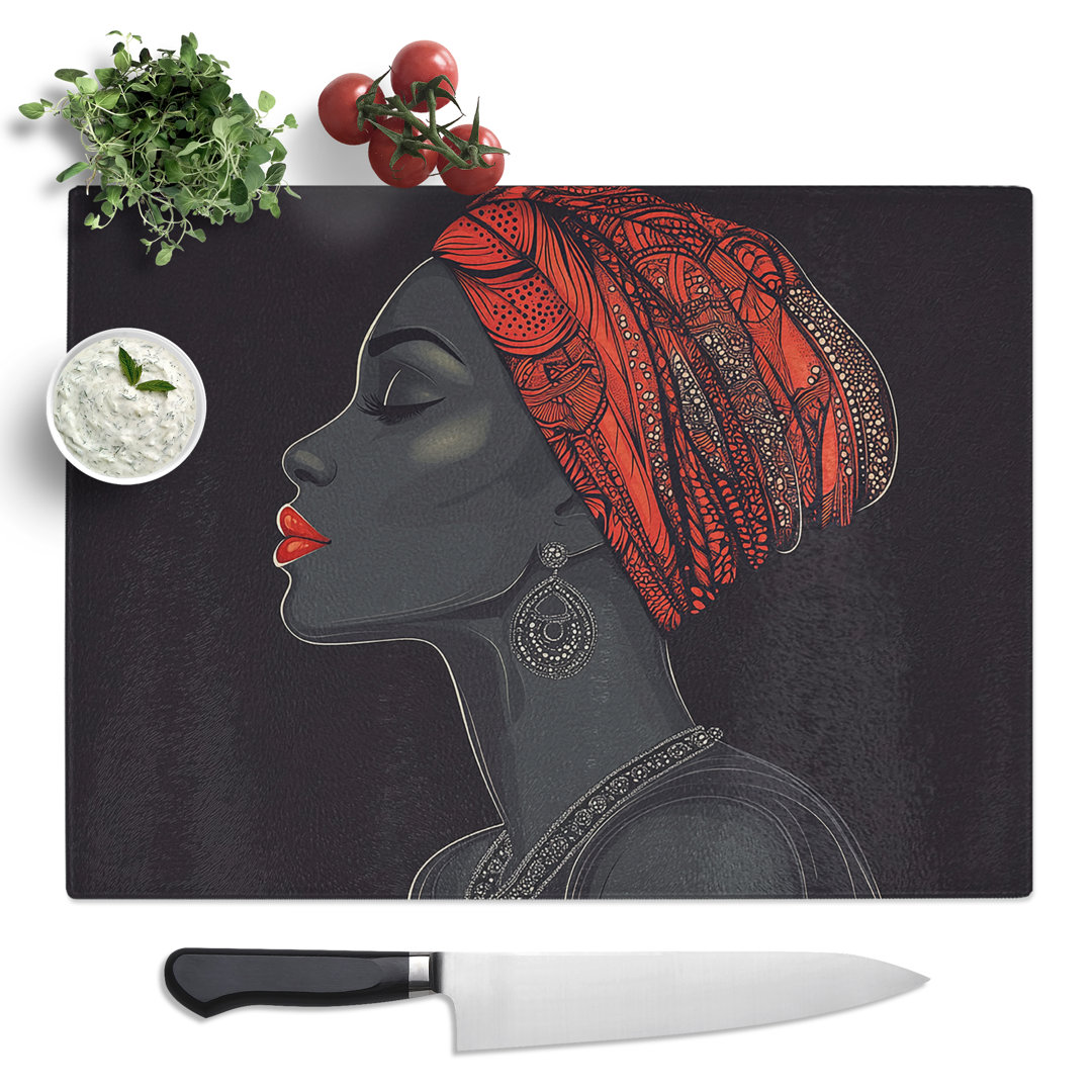 African Woman Vol.3  Glass Chopping Board