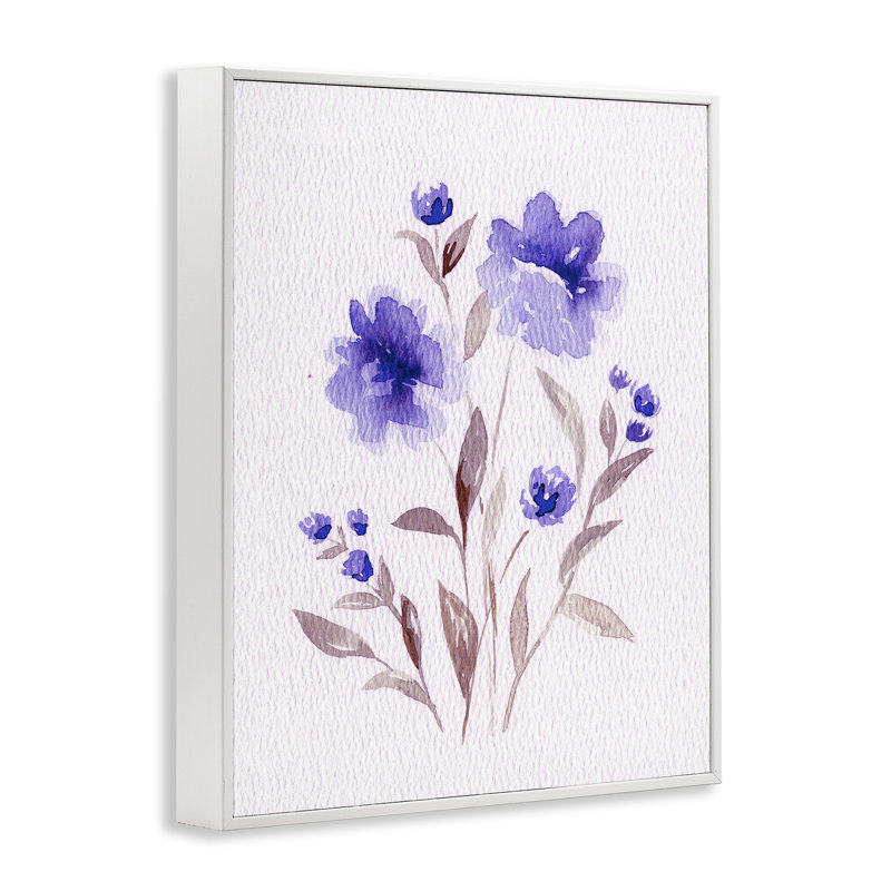 Fleurs mauves encadrées, estampe numérique, conception par Leah Noel Art, H 30 po x l 24 po, Encadrement giclée blanc côtier