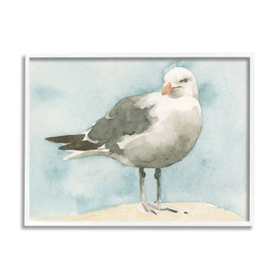 Mouette douce sur fond bleu beige