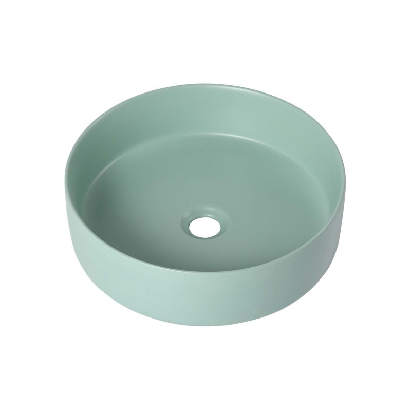 Elegance Plexi Home 15.7'' Ceramic Circular Bathroom Sink, Celeste