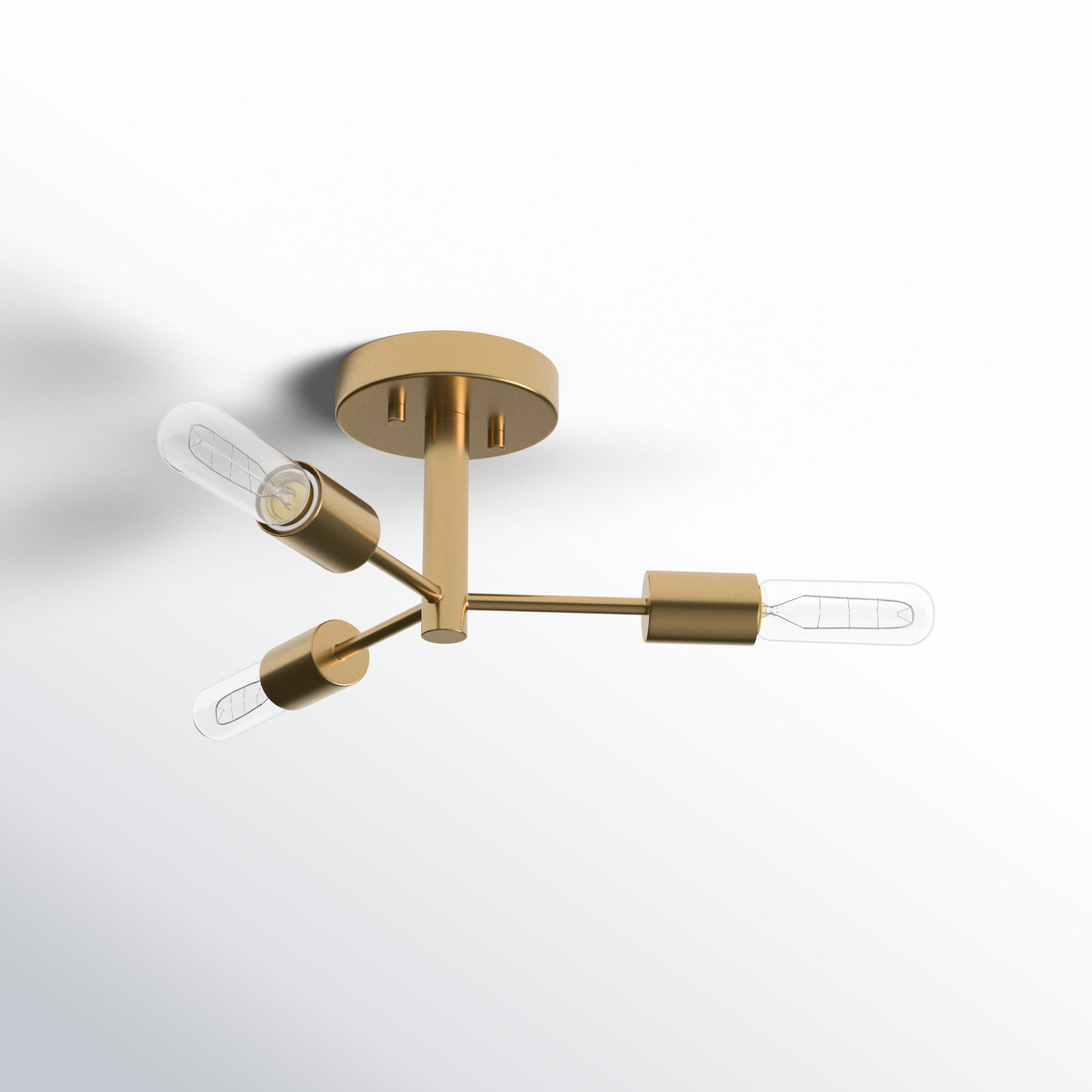 Leto 13" 3-Light Semi Flush Mount, Satin Brass