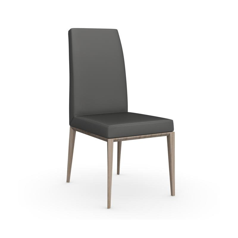 Bess Upholstered Dining Chair with Wooden Base, Optic White, Natural