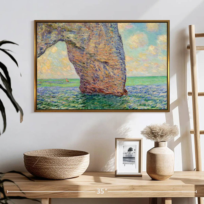 The Cliff At Etretat, 25" X 17", Floating Frame Gold