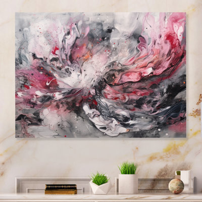 Évolution des formes en marbre rose I - Décoration murale géométrique moderne en métal