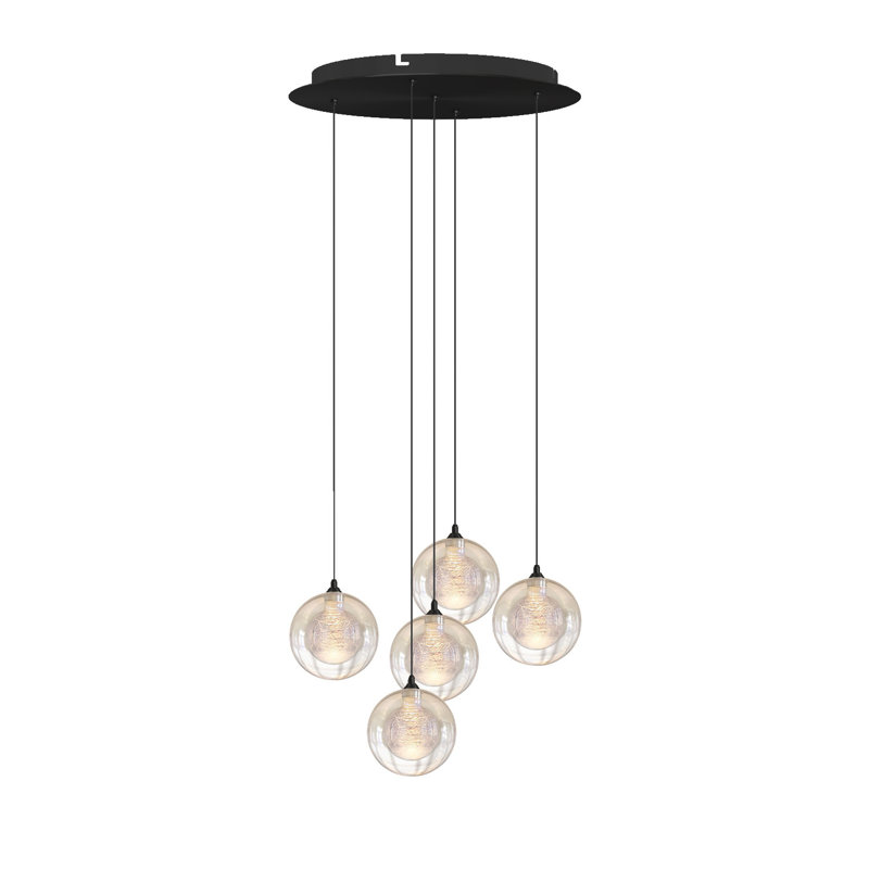 Luminaire suspendu sphère à DEL 5 lumières Riverdale, Matte Black