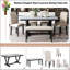 Table de salle à manger 6 pièces avec 4 chaises et 1 banc, table avec placages marbrés