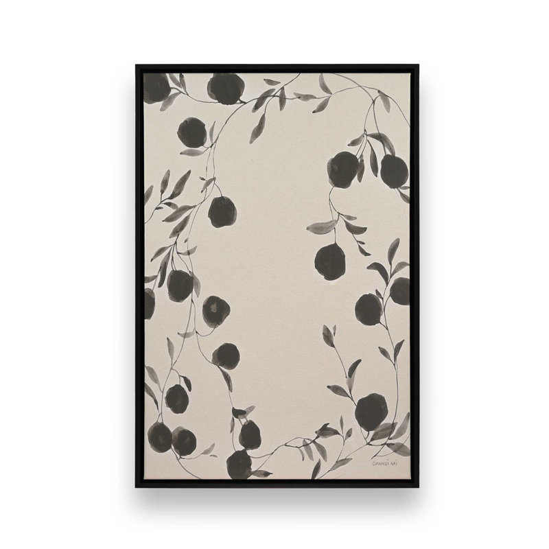 Black Ink Botanicals I, reproduction sur toile dans un cadre, H 18,75 po x l 12,75 po, Noir satiné