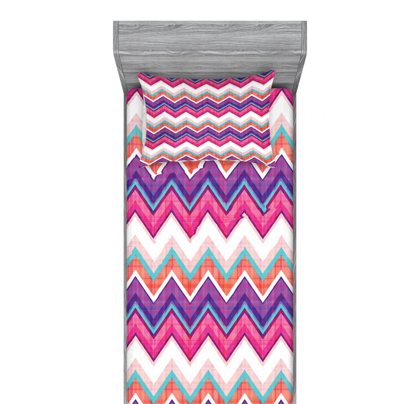 Microfiber Chevron Sheet Set, Twin Sheet Set with Fitted Sheet
