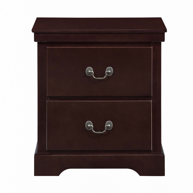 Table de chevet 2 tiroirs 1pc, Cerisier