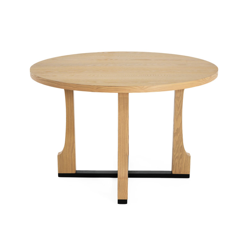 Table de salle à manger 48 po ronde au design intemporel. Sièges 4. Fabriqué en bois massif et résistant aux égratignures et à l'eau. Facile à assembler. Convient aux cuisines. Abat-jour en frêne naturel. L 48 po x P 48 po x H 30,64 po