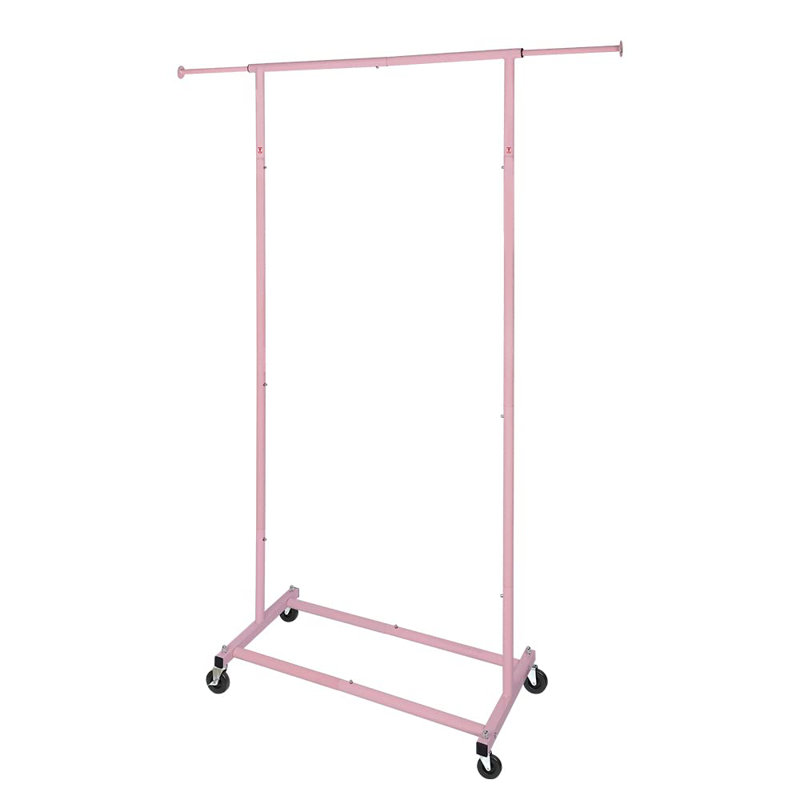 Portant à vêtements roulant - Organisateur de vêtements en métal avec roues verrouillables, Rose