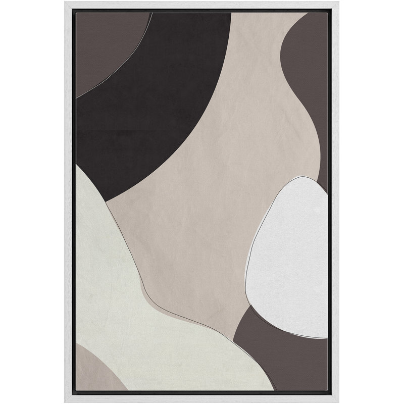 IDÉE4WALL abstrait alternant foncé et beige EVA10, Blanc, H 36 po x l 24 po x P 1,5 po