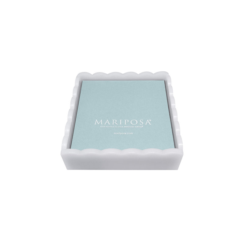 White Scalloped Napkin Box with Insert