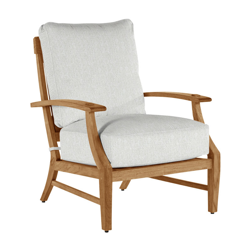 Croquet Teak Patio Chair with Cushions, No Welt, Natural Teak, Bali Pearl