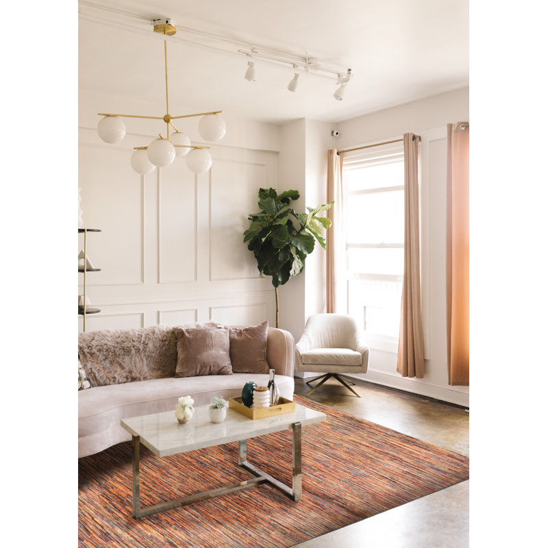 Tapis brun / beige / rouge en laine noué à la main Alexiyah, Rectangle 4 pi x 6 pi 1 po